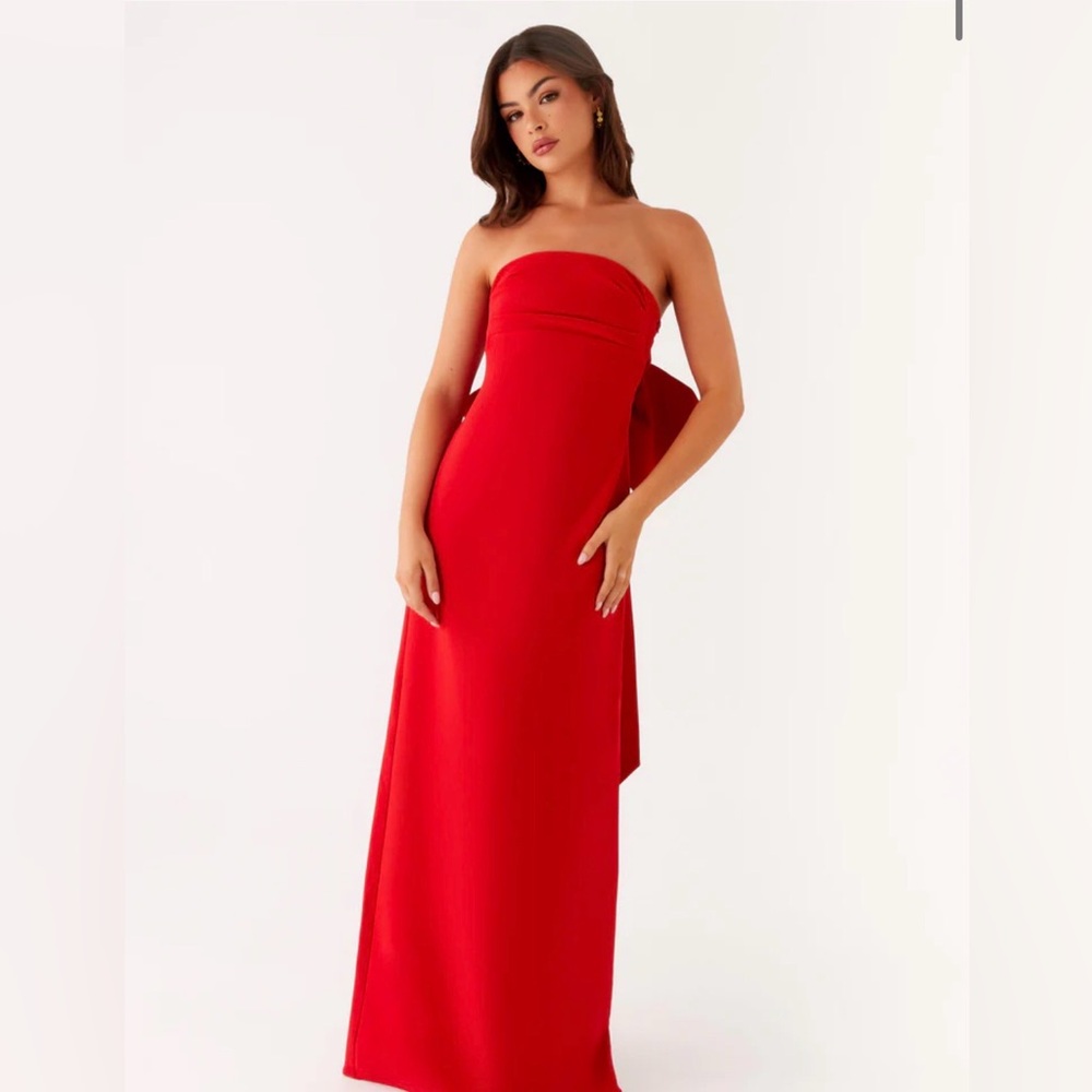 Peppermayo Strapless Red Column Gown